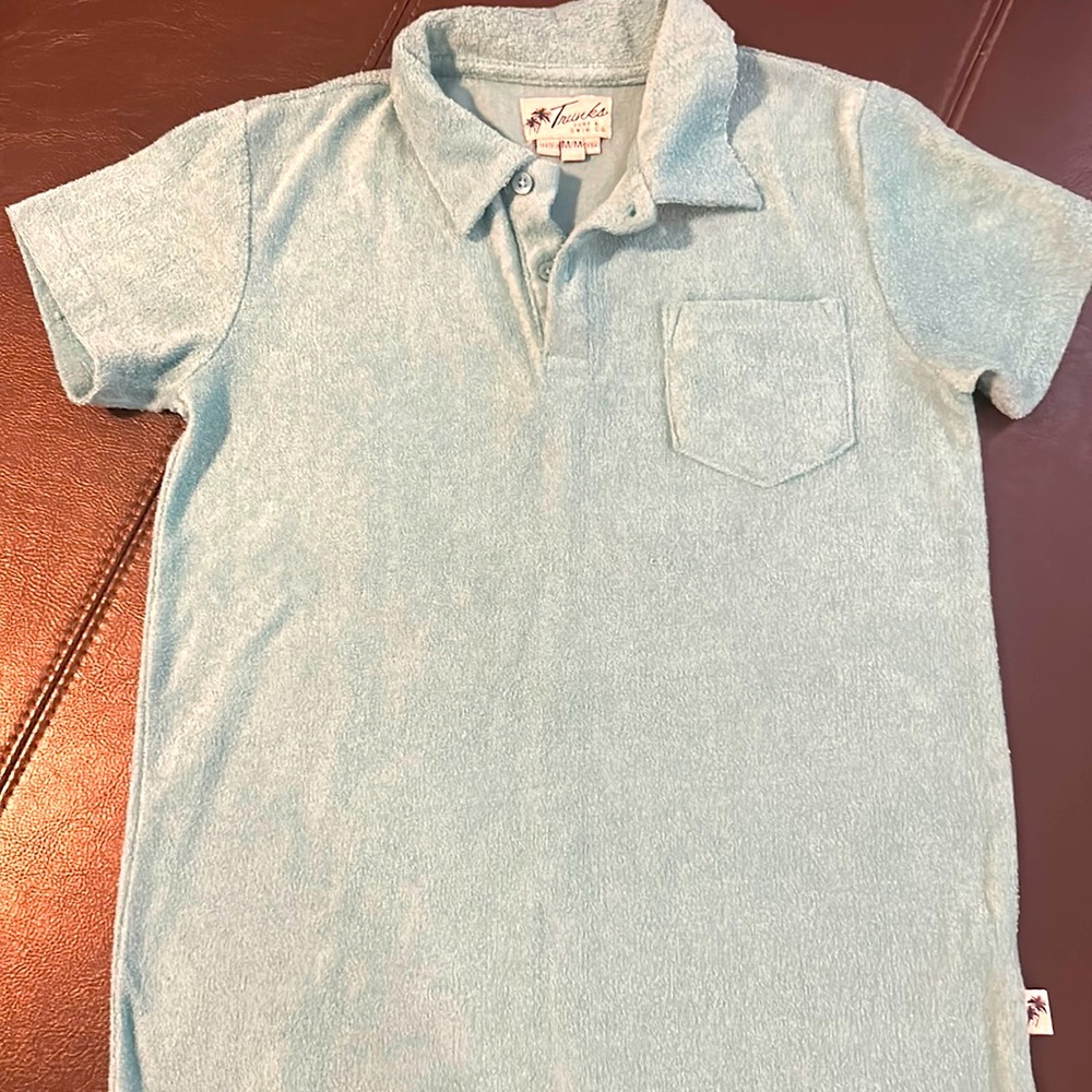 Terry clothe boys. Polo style shirt. Ocean blue color.